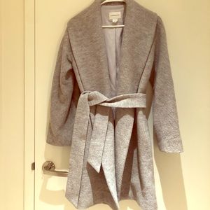 Club Monaco Grey Wool Coat with belt size XS